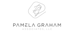 Logo of Pamela Graham Associates, LLC with stylized initials in gray on a white background.