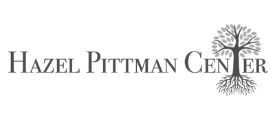 Logo of Hazel Pittman Center with a stylized tree design, featuring roots and branches integrated into the text.