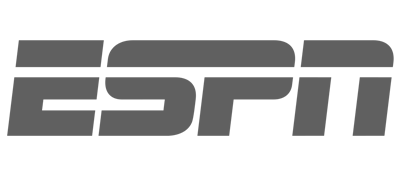 ESPN logo in gray, displaying the sports network's iconic design in a bold, modern font.