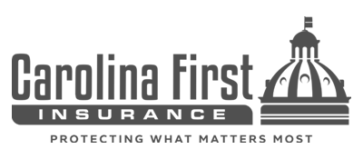 Logo of Carolina First Insurance with the tagline Protecting What Matters Most and a building dome illustration.